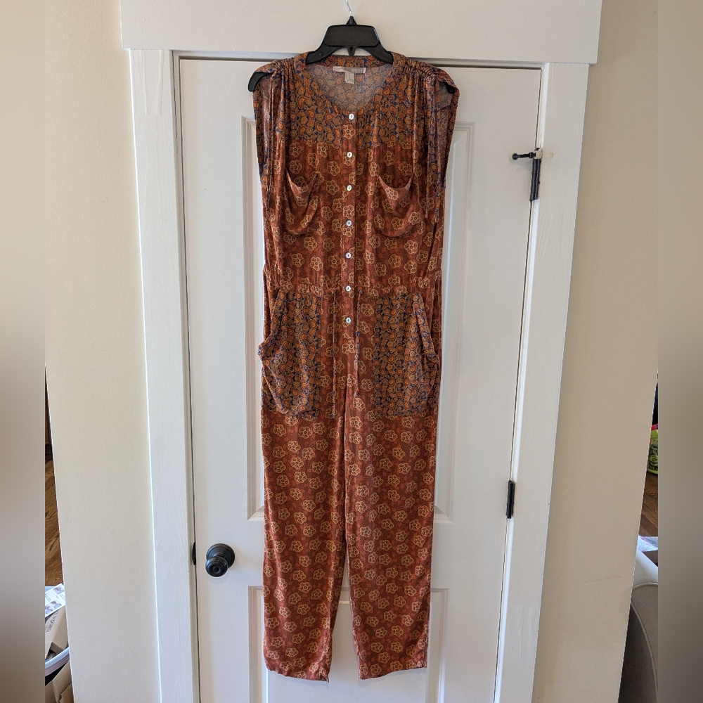 Forever 21 Contemporary Orange Sleeveless Boho Jumpsuit/Jumper, Size XS